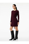 Long Sleeve Crew Neck Belted Mini Length Hair Knitwear Dress - 2