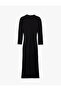 Sandy Fabric Lightweight Stand Collar Draped Long Sleeve Midi Pencil Dress - 5