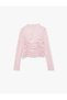 Long Sleeve Crew Neck Gathered Lace T-Shirt - 3