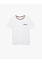 Short Sleeve Lapel Detail Crew Neck Cotton Embroidered T-Shirt - 3