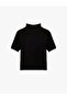 Regular Fit Short Sleeve Stand Collar Textured Knit Sweater - 4