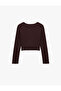 Camisole Lace Detail V Neck Long Sleeve Button Asymmetrical Crop T-Shirt - 4