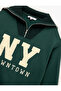 Raised Long Sleeve Half Zipper Teddy Bear Embroidered Oversize Sweatshirt - 5