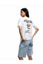 Cotton Short Sleeve Crew Neck Back Floral Print T-Shirt - 3