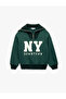Raised Long Sleeve Half Zipper Teddy Bear Embroidered Oversize Sweatshirt - 3