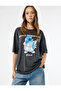 Stitch Licensed Short Sleeve Crew Neck Printed Oversize T-Shirt