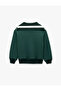 Raised Long Sleeve Half Zipper Teddy Bear Embroidered Oversize Sweatshirt - 4