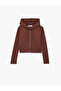 Hooded Zippered Long Sleeve Modal Blend Crop Sweatshirt - 3