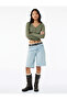 V-Neck Buttoned Ruffled Camisole Viscose Blended Long Sleeve T-Shirt