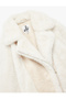 Zippered Suede Look Faux Fur Biker Jacket - 5