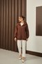Women's Sweater Detail Hooded Cardigan Brown - 4
