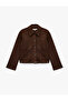 Classic Collar Long Sleeve Faux Suede Shirt with Snap Button Pocket Detail - 3