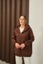 Women's Sweater Detail Hooded Cardigan Brown - 5