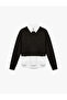 Long Sleeve Shirt Collar Hair Knitting Textured Viscose Blended Sweater - 3