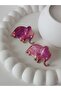 Steel stud earrings - purple & pink elephant earrings, handmade, custom design, polymer clay. - 2
