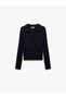 Hair Knitted Textured Polo Neck Long Sleeve Sweater - 3