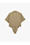 Comfortable Fit Pocket Detailed Short Sleeve Tie-Up Crop Shirt - 4