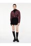Buttoned Mini A-Line Flared Denim Skirt