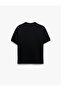 Short Sleeve Crew Neck Buckle Fabric Raised Basic Oversize T-Shirt - 4