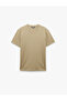 Crew Neck Textured Buckle Fabric Short Sleeve Cotton Slim Fit T-Shirt - 3