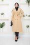 Double Breasted Collar Bondit Fabric Trench Coat / M0106 - Camel - 2