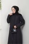 Fur-Lined Hooded Coat - Black - 2