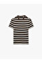 Short Sleeve Crew Neck Slim Fit Striped T-Shirt - 3