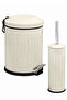 Cream Vintage 2 Piece Bathroom Set |   Striped Model 5 Liter and Wc Brush Set - 5