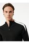Long Sleeve Color Contrast Zipper Detail Crew Neck Sports T-Shirt - 2