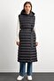 Hooded Button Closure Long Puffer Vest BLACK 8228 - 2