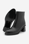 Women's Pointed Toe Back Zipper Stitching Detail Thick Heeled Boots Atirya Black - 7