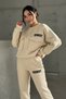 Cream Women's Winter Soft Textured Comfortable Fit Top and Bottom Set Winter Tracksuit Set