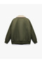 Long Sleeve Pocket Detail Label Detailed Plush Collar Winter Coat - 4