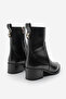 Women's Pointed Toe Cowboy Boots with Gold Detail and Heel in Kenor Black - 5