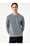 Textured Long Sleeve Basic Crew Neck Sweatshirt