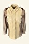 Back Gold And Copper Embroidered Sleeves Leather Detail Cream Jean Jacket - 3
