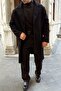 Men's Black Regular Fit Buttoned Pocketed Winter Lined Classic Black Long Cashmere Coat - 4