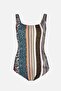 49352 Green Brown Gathering Swimsuit - 4