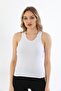 Women's Cotton Lycra Sports Strap Tank Top-White