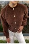 Shilsee Women's Pearl Buttoned Yumosh Brown Knitwear Cardigan - 5