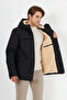 Men's Black Sheepskin Hooded Windproof Winter Coat & Coat & Parka - 2