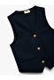 V-Neck Sleeveless Buttoned Viscose Crop School Vest - 3