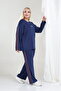 Osho Style Modal Fabric Set Women Large Size Long Sleeve Striped Detail