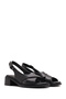 Women's Black Ankle Buckle Short Heeled Shoes Genuine Leather Sandals 25Sfd342818 - 3