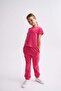 Pink Organic Sweatpants Girl's Lace-up Two-Pocket