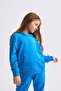 Organic Hooded Sweatshirt Girls Blue Long Sleeve - 2