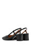 Women's Black Open Back Heeled Leather Shoes 25Sfd 160018 - 6