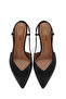 Women's Black Open Back Heeled Leather Shoes 25Sfd 160018 - 8
