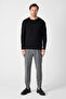 Solen Men's Black Italian Ribbed Cotton Crew Neck Sweater - 8