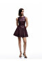 Sleeveless Crew Neck A-Line Faux Leather Mini Dress - 2